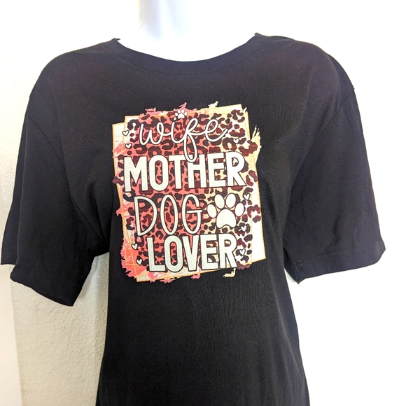 Wife, mother dog lover black tee - Picture 1 of 1